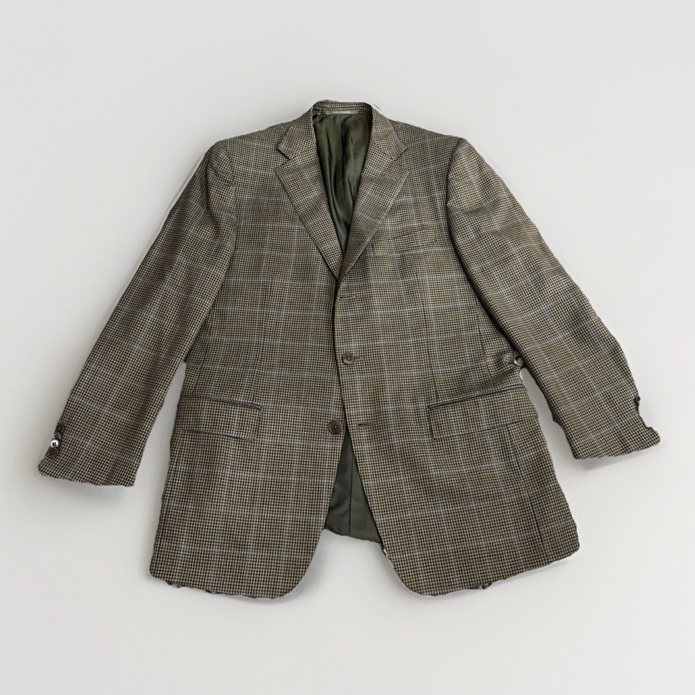 Ermenegildo Zegna Trofeo Blazer Mens Green Plaid Wool Switzerland 42R